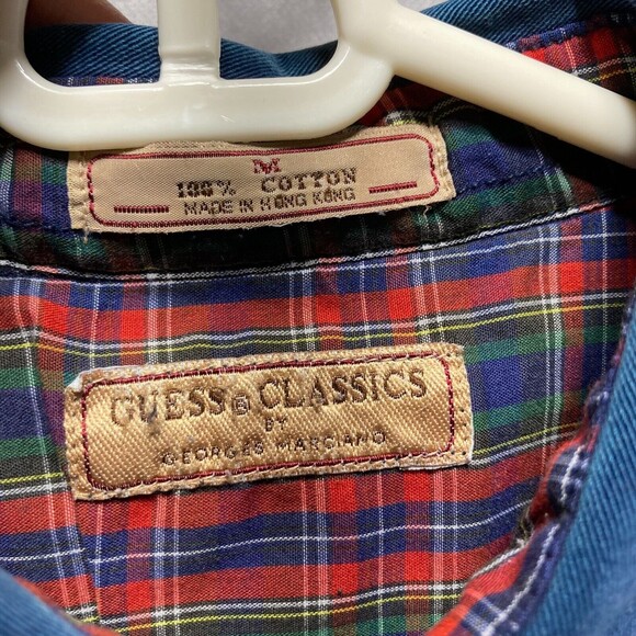 GUESS Classics Heavyweight Rugged Thick Denim Shacket Shirt Button Mens Medium - Picture 8 of 12